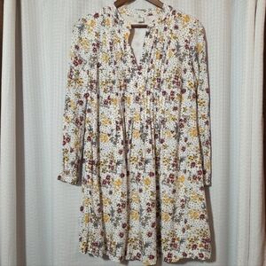 Old Navy Womens Medium White Floral Vneck Flowy Knee Length Dress